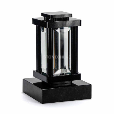 LSTYLE lantern with turned posts on square PSQUARE granite stand.