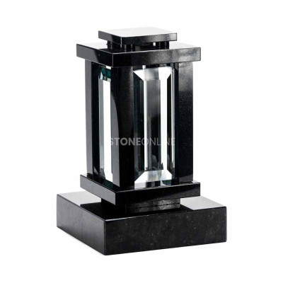LPREMIUM lantern with clean lines on a solid square PSQUARE base of natural granite.
