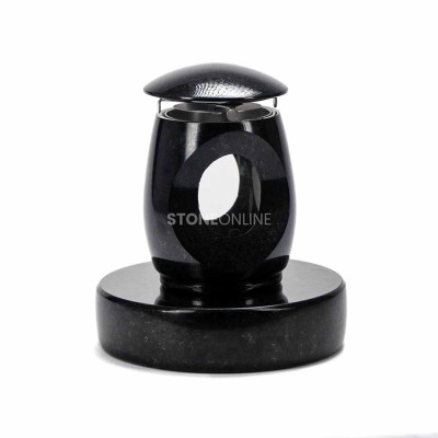 LTIMELESS12MIN lantern on round PROUND stand – classic, compact natural granite form.