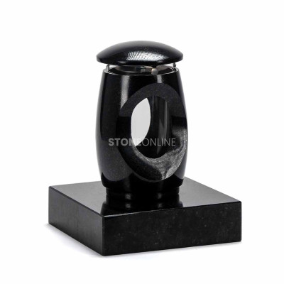 LTIMELESS12MID on PSQUARE base – compact natural granite lantern on a square plinth.