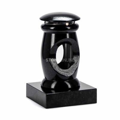 LBEAUTIFUL15 lantern with milled details on square PSQUARE base of natural granite.