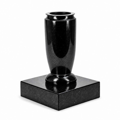 Small WELEGANT10 vase on a square PSQUARE base – a compact granite flower ornament.