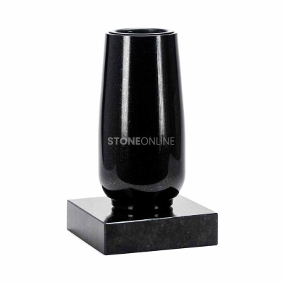 Vase WBASIC15 on square PSQUARE base – sturdy natural granite set for the cemetery.