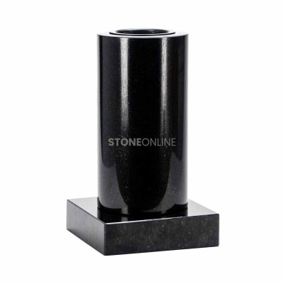 Vase WTUBA15 on base PSQUARE – tall granite form for larger flower arrangements.