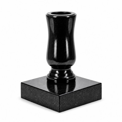 Vase WSTANDARD10 on square PSQUARE base – classic flower decoration in natural granite.