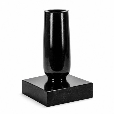 Vase WBASIC11 on square PSQUARE base – tall, slim set in natural granite.