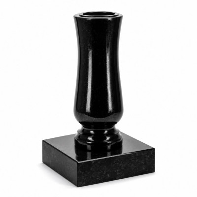 Vase WSTANDARD12 on square plinth PSQUARE – classic granite memorial decoration.