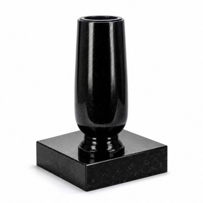 Vase WBASIC12 on square granite base PSQUARE – sturdy granite set for a headstone or monument.