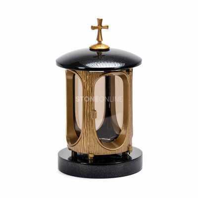 Gold granite lantern in natural stone StoneOnline – a stylish lamp for a memorial.