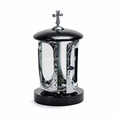 Granite headstone lantern INOX with cross StoneOnline – an elegant grave light.