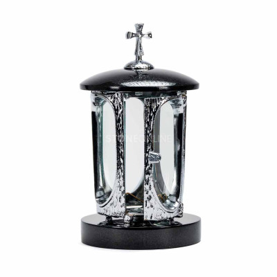 Lantern for a headstone INOX in natural stone with cross StoneOnline – an elegant, sturdy light.