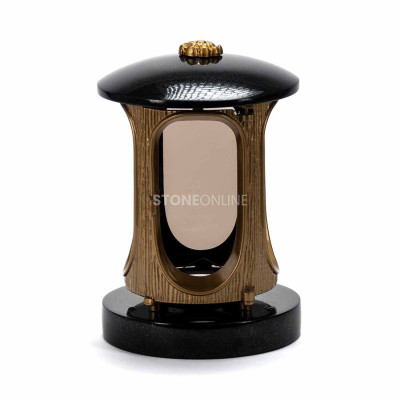 Granite lantern with gold body and rosette StoneOnline – elegant for cemetery and headstone.