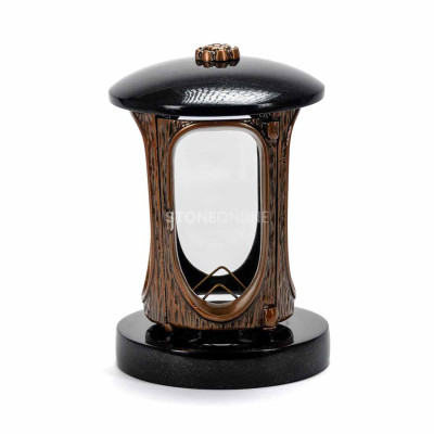 Cemetery lantern with a copper body and rosette StoneOnline – an elegant light for monument and grave.