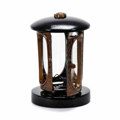 Granite grave lantern with copper body and rosette StoneOnline – stylish cemetery votive.