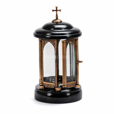 Granite grave lantern – elegant ornament for a memorial and tomb.