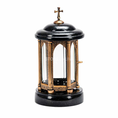 Granite lantern for a grave – the largest model offered with a decorative cross.