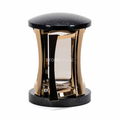 Granite lantern with gold aluminium body – a beautiful adornment for grave and monument.
