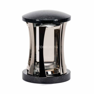 Cemetery lantern with a mirrored silver body – a modern model for a monument.