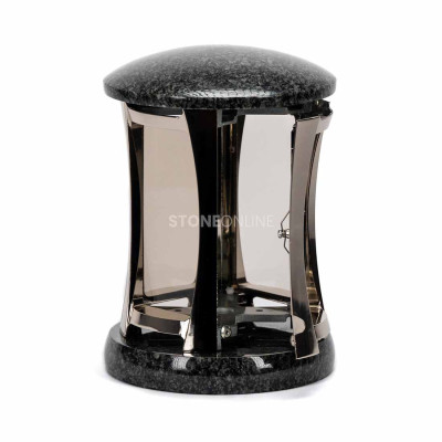 Memorial lantern in natural stone – stable cemetery lamp, weight 3.1 kg.