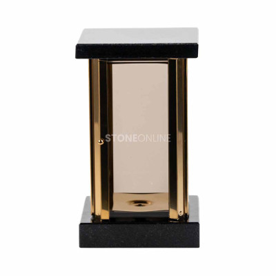 Modern cemetery lantern MIRROW SQUARE GOLD – a beautiful granite lantern for a headstone.