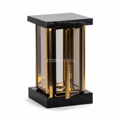 Beautiful cemetery lantern MIRROW SQUARE GOLD – sturdy model of natural stone.