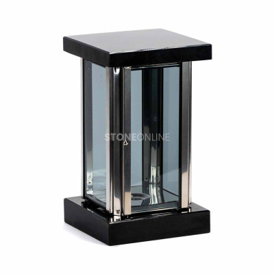 Granite lantern for the cemetery with opening doors, concealed hinges and a magnet.