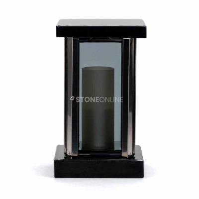 Glass cemetery lantern with granite base – an elegant memorial ornament.