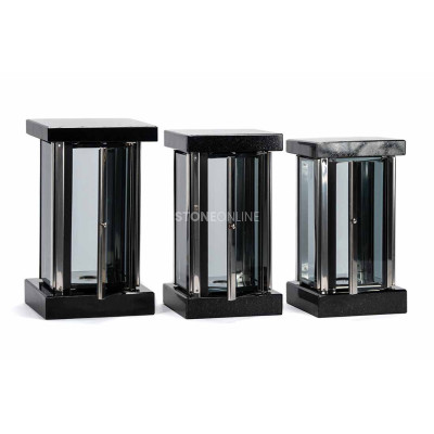 Granite lantern MIRROW SQUARE SILVER for the cemetery – exclusive look and sturdy build.