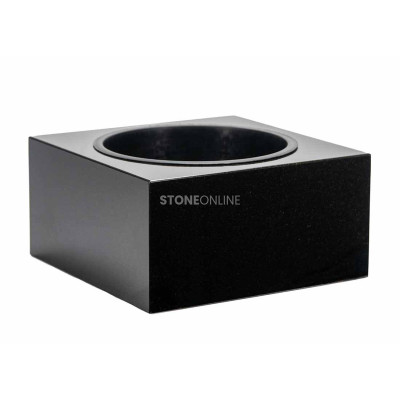 Square granite bowl CUBE MCUBE StoneOnline for cemetery – elegant grave bowl of natural stone.