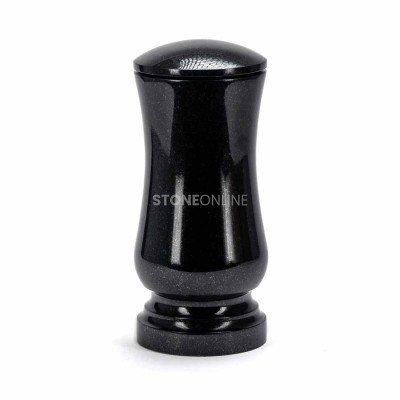 Headstone vase with a lid made from natural stone.