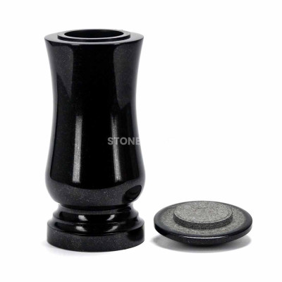 Tulip-style granite vase with an elegant matching lid.