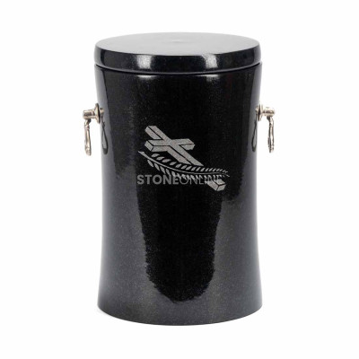 Granite urn UBASICV2 – polished finish with a standard cross engraving.
