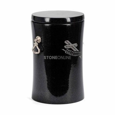 Granite urn UBASICV2 StoneOnline for ashes – elegant natural stone urn with a cross engraving.