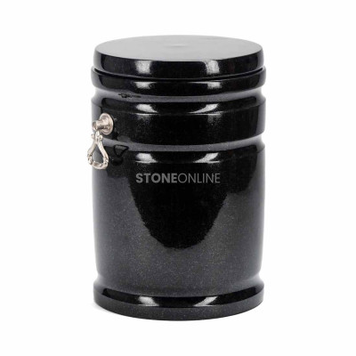 Granite urn UELEGANT – classic model with lid and metal handles.
