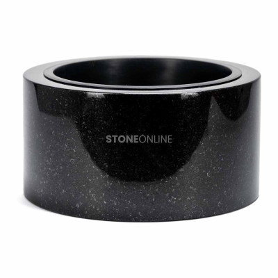 Granite cemetery set with vase WTUBA15 and TUBA bowl 25 cm in natural stone.