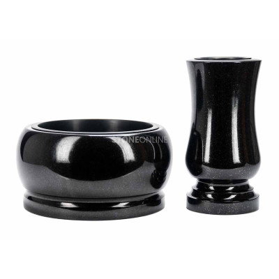 Set bowl and granite vase WSTANDARD15 FAME 25 cm – elegant memorial set StoneOnline.