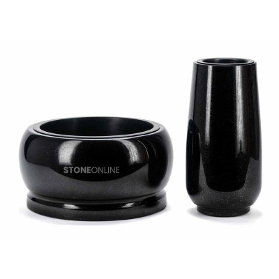 Set WBASIC15 with FAME bowl 25 cm – granite cemetery set StoneOnline.