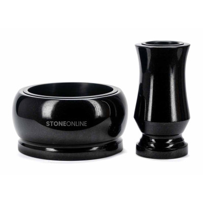 Granite set WTRENDY15 FAME 25 cm – bowl and vase for the cemetery StoneOnline.