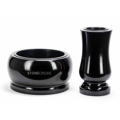Classic vase and large decorative granite bowl for a larger headstone.
