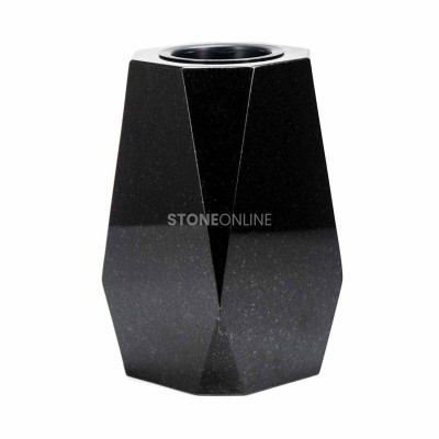 Granite diamond-form vase WDIAMOND15 – distinctive headstone ornament, modern and timeless.