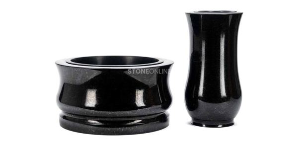 Granite grave vase and bowl sets