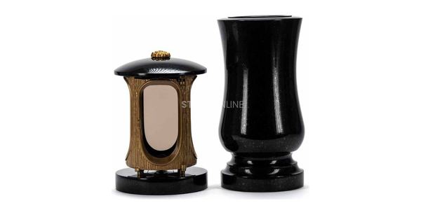 Grave vase and lantern sets with rosette