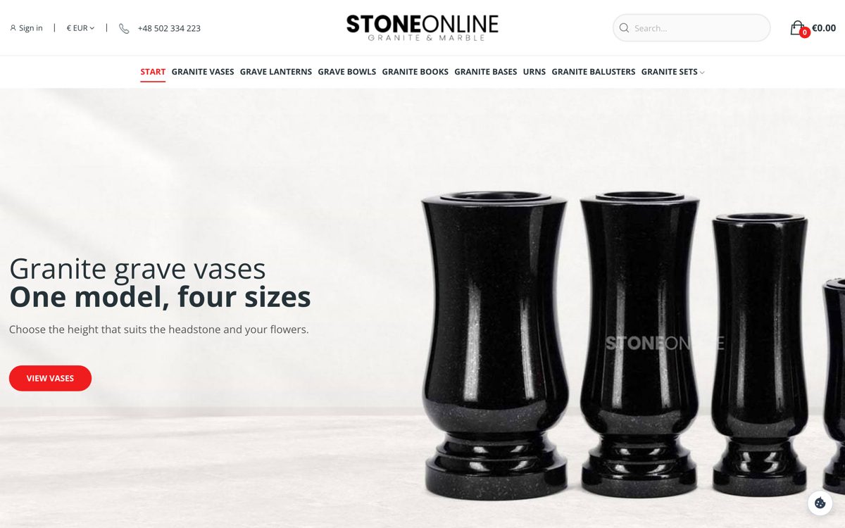 StoneOnline online shop &ndash; home page with granite grave vases